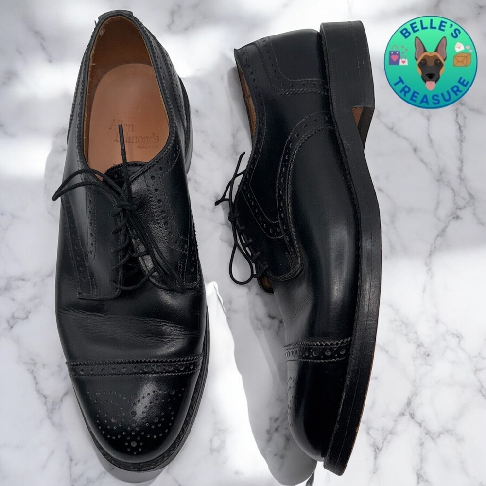 Allen Edmonds Lexington Oxford Dress Shoes Brogue Leather Black Men's 9.5 D Wide